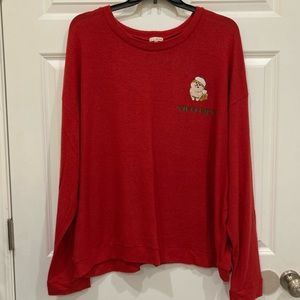 Red knit lightweight Santy Paws embroidered Pomeranian Christmas sweater 3X